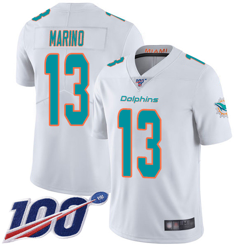 Nike Miami Dolphins #13 Dan Marino White Men Stitched NFL 100th Season Vapor Limited Jersey->miami dolphins->NFL Jersey